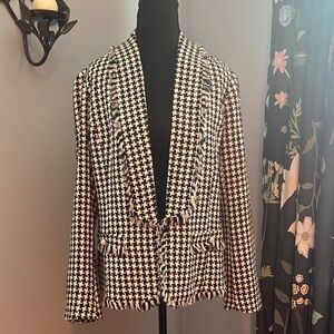 Rafaella Houndstooth Blazer in Black and White